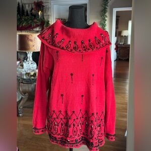 Vintage Victoria Jones‎ Red Beaded Sweater